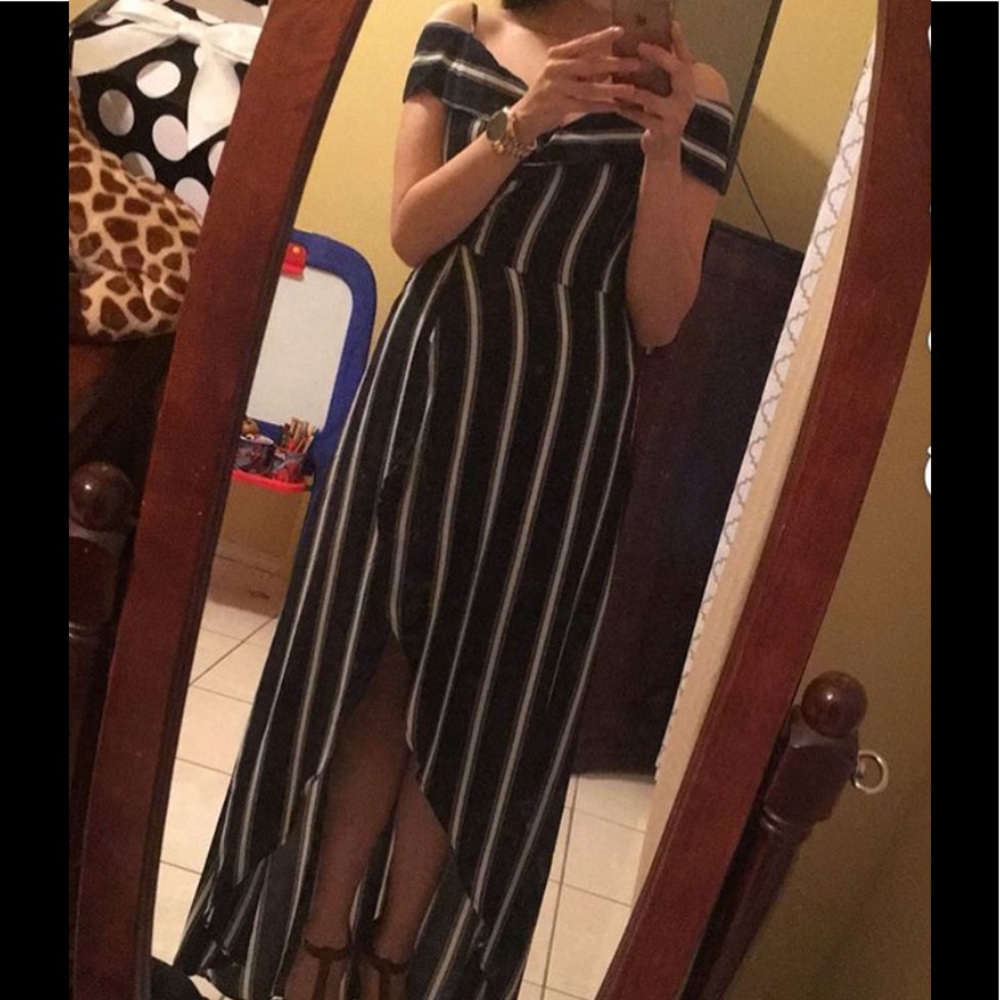 Aha I romper off the shoulder dress with slit